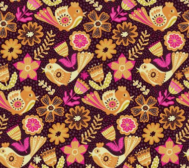 Vektör çiçek deseni, sorunsuz botanik doku