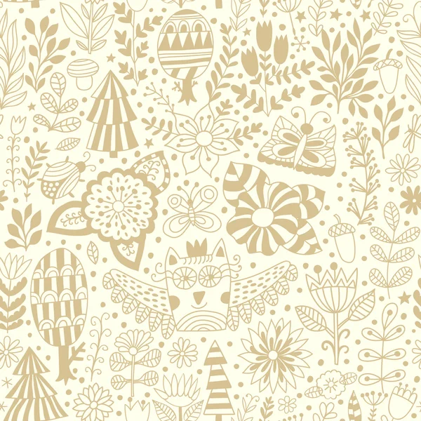 Vector forest design, floral seamless pattern — Stock Vector