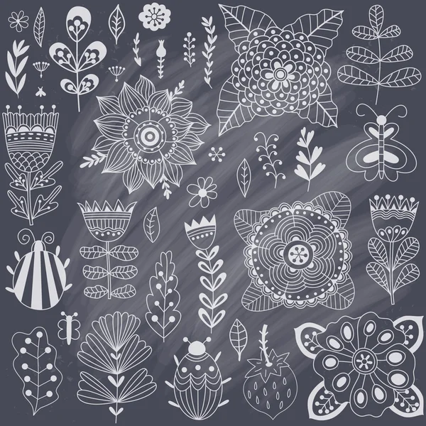 Illustration vectorielle faite de fleurs et d'herbes — Image vectorielle