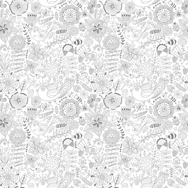 Texture transparente avec des fleurs et des papillons. Sans fin — Image vectorielle