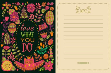 çiçek tebrik kartı, orman, çizim botanik ile illüstrasyon