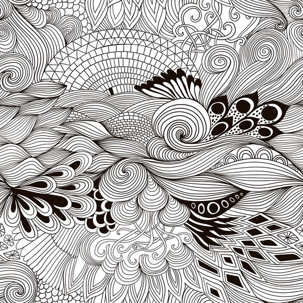 Naadloze patroon abstracte achtergrond met kleurrijke sieraad. Hand illustratie, coloring boek zentangle tekenen — Stockvector