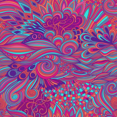 Dikişsiz desen renkli süsleme ile arka plan. El çizmek çizim, boyama kitabı zentangle