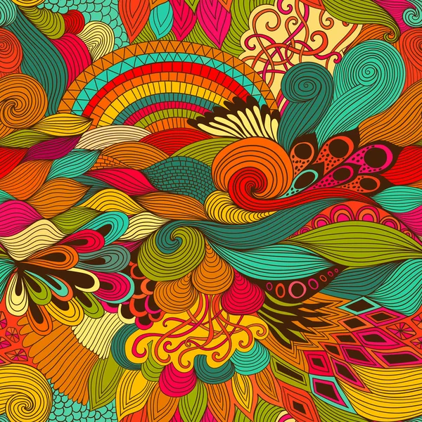 Vzor bezešvé pozadí abstraktní s barevnými ornamenty. Ruční kreslení obrázku, obarvení kniha zentangle — Stockový vektor