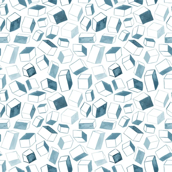 Original hand drawn cubes abstract background, seamless pattern — Stock Photo, Image