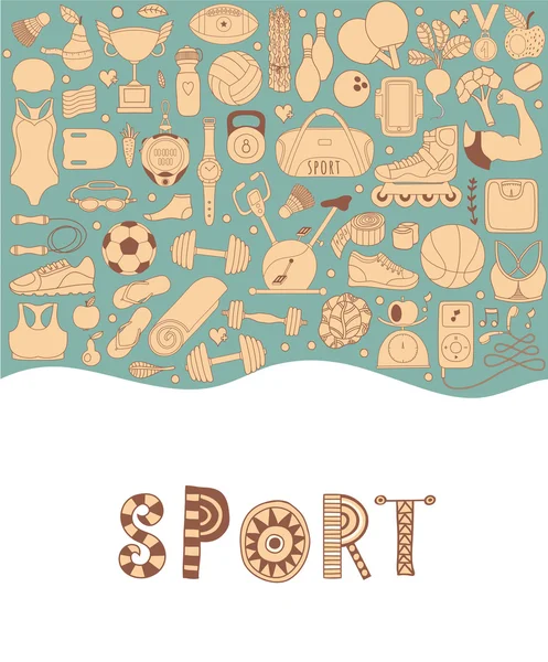 Γυμναστικής και αθλητισμού στοιχεία σε στυλ doodle — Διανυσματικό Αρχείο