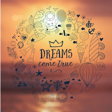 yaz plaj elle çizilmiş vektör seyahat tatil doodle öğeleri