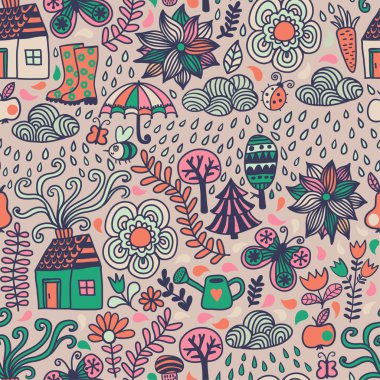 Vektör seamless modeli, sonbahar karalamalar kartı.