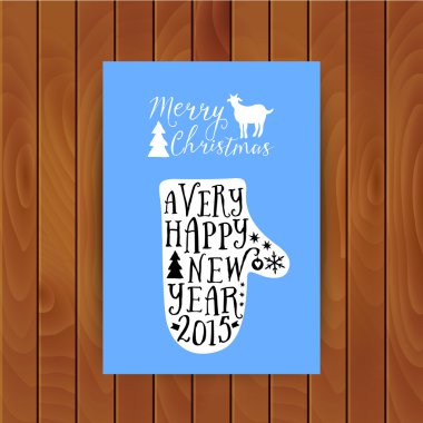 Vektör mitten siluet Merry Christmas tasarım kartı