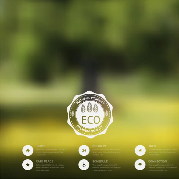 Vector wazig landschap, eco badge — Stockvector