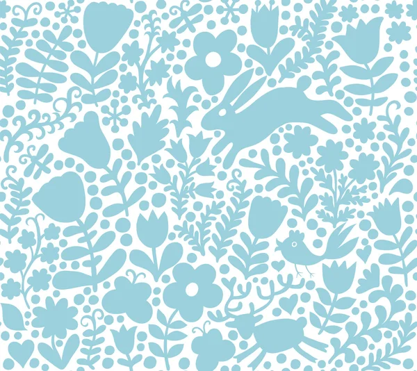 Texture vectorielle avec fleurs, oiseaux et papillons — Image vectorielle