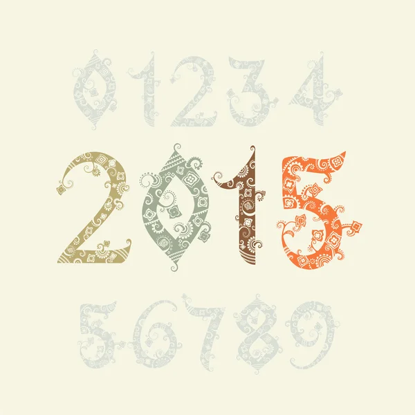 Felice anno nuovo 2015 colorato segno dettagliato — Vettoriale Stock