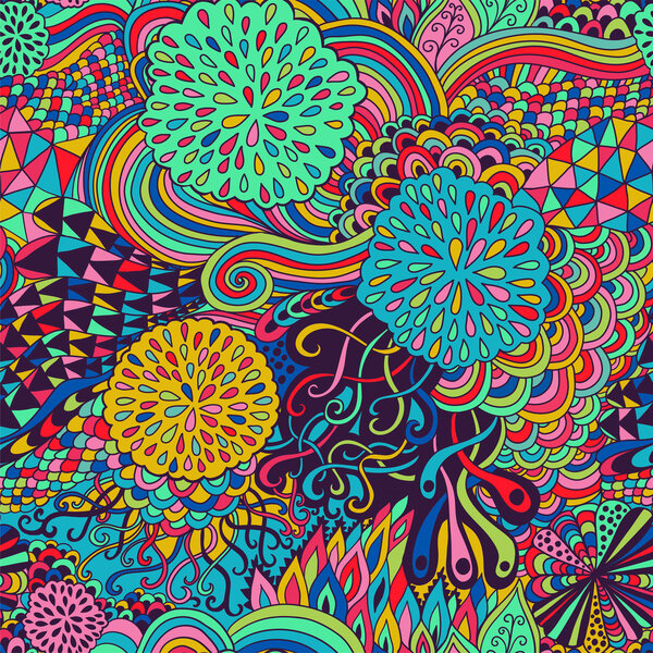 Seamless wave hand-drawn pattern, waves background