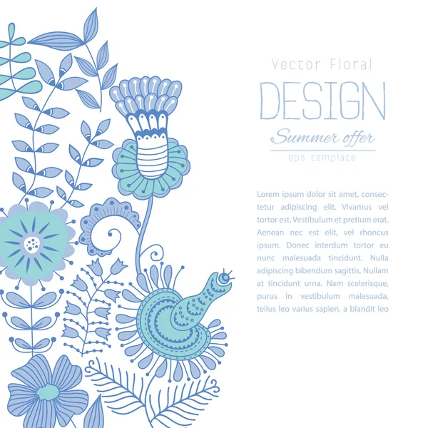 Carte vectorielle avec fleurs, carte d'invitation . — Image vectorielle