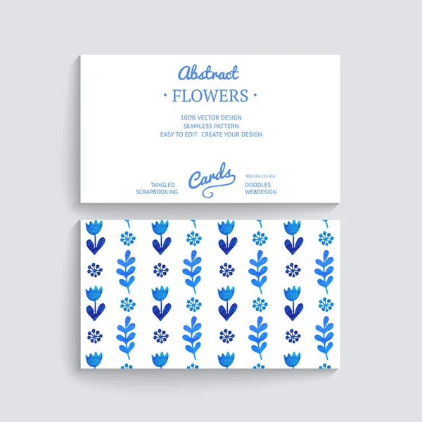 白と青の花飾りグリーティング カード . — ストックベクタ