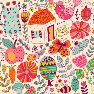 Seamless pattern in doodling design clipart