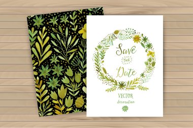 Çelenk çiçekli handdrawn kroki