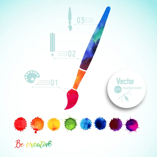 Paint brush silhouette made of watercolor — Stock Vector