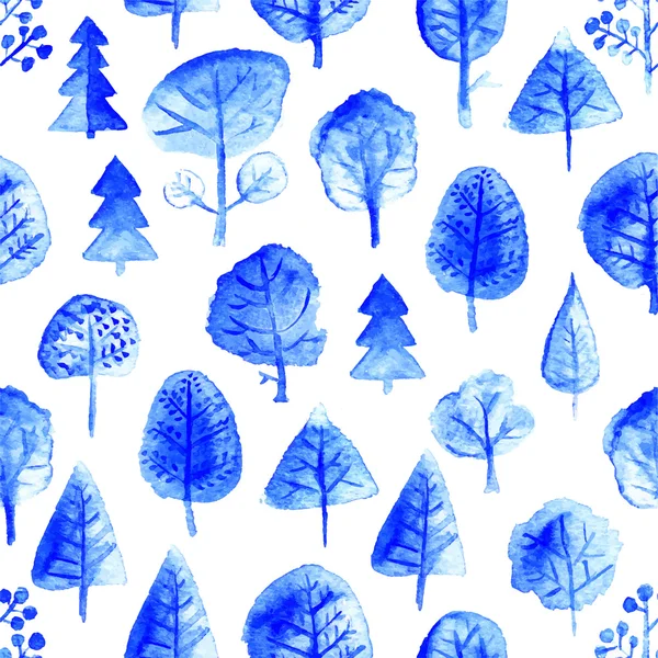 Akvarell sömlös träd mönster — Stock vektor