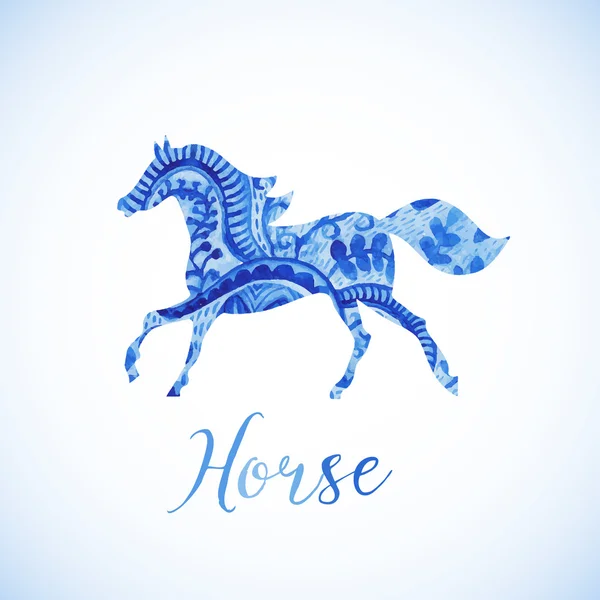 Ακουαρέλα άλογο σιλουέτα — Διανυσματικό Αρχείο
