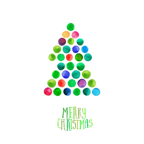 Christmas tree made of watercolor circles — Stock Vector