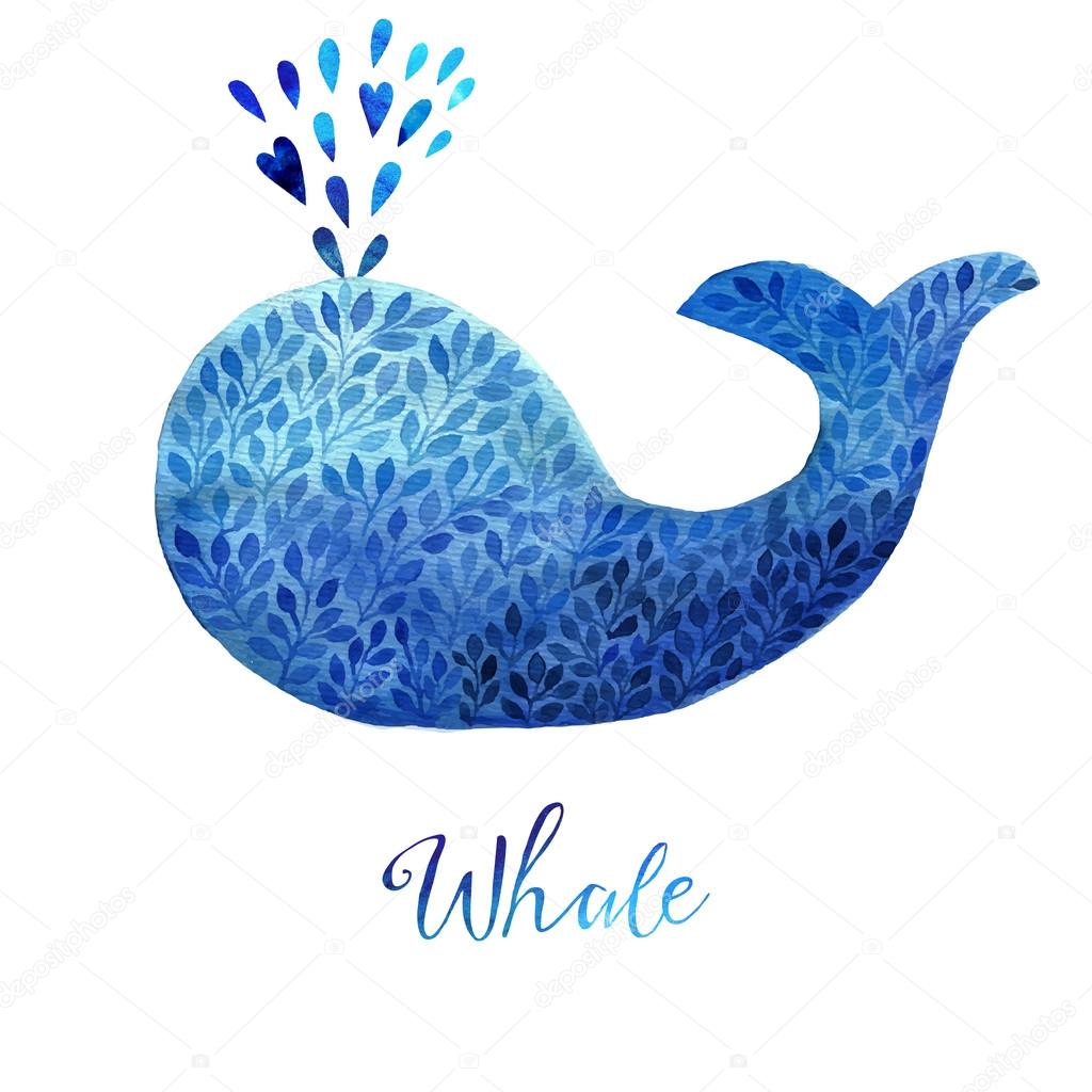 Whale made of blue flower ornament