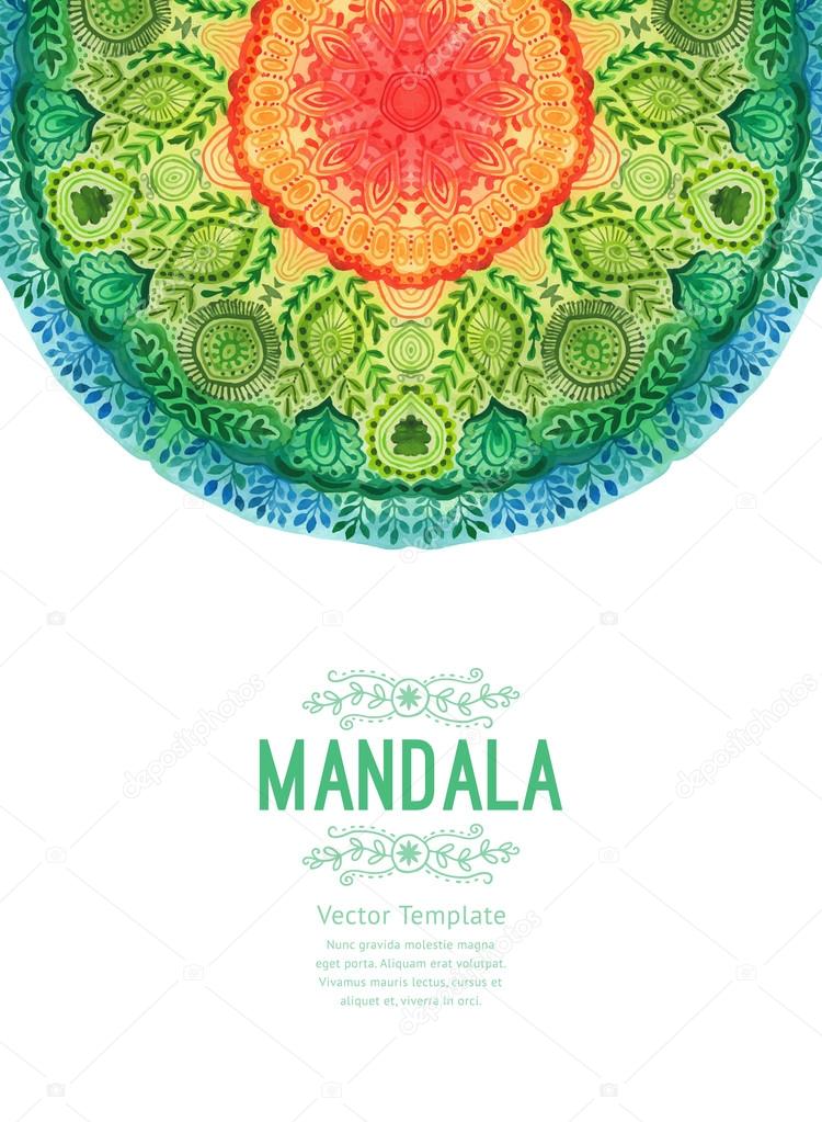 Watercolor mandala in oriental style