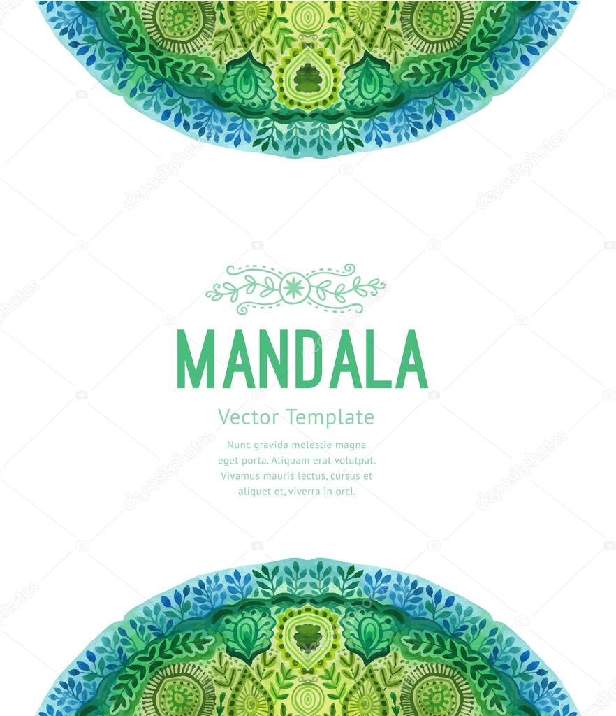 Watercolor mandala in oriental style