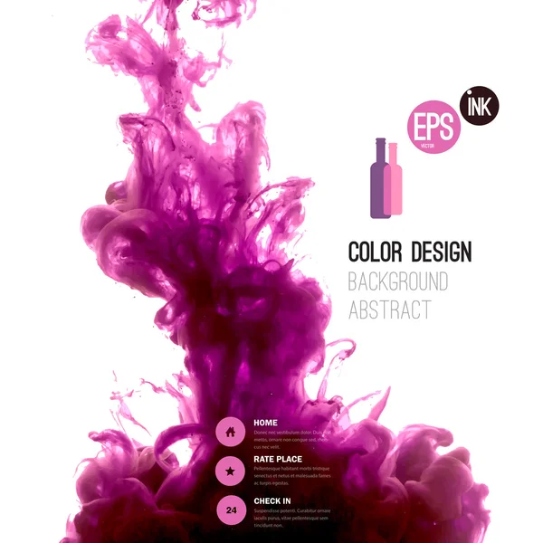 Nube de tinta púrpura arremolinándose en agua — Vector de stock