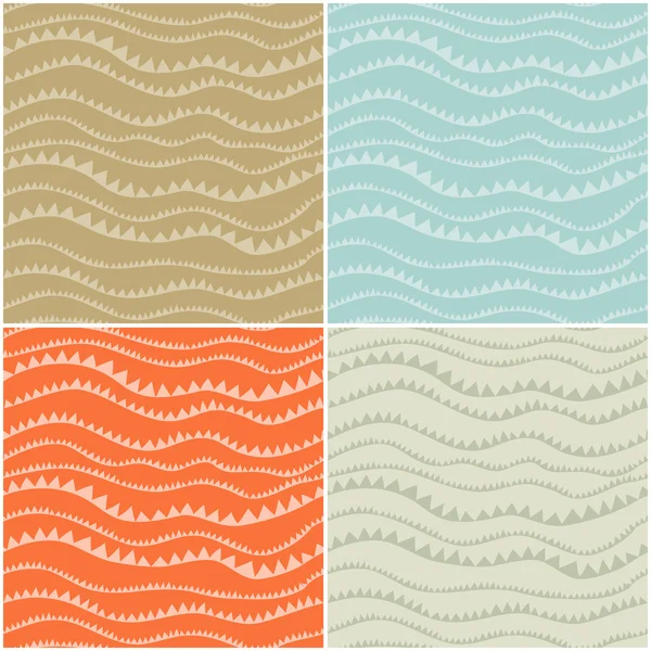 Seamless patterns with horizontal waves — Stock Vector