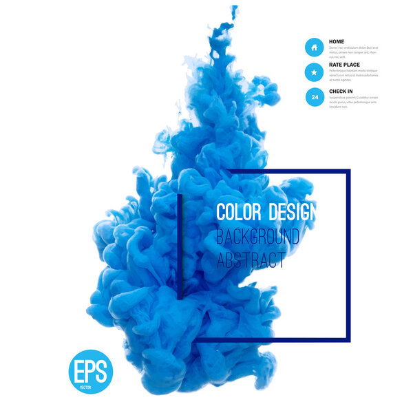 Blue ink cloud swirling in water