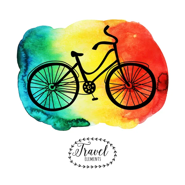 Fiets op aquarel splash — Stockvector