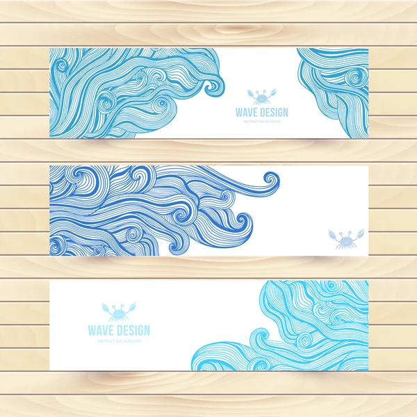 Banner con onde oceaniche — Vettoriale Stock