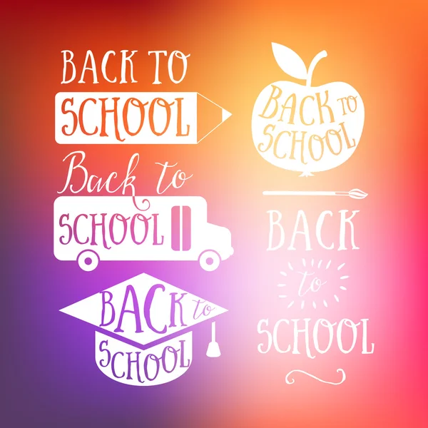 Back to school lettering signs — Stock Vector