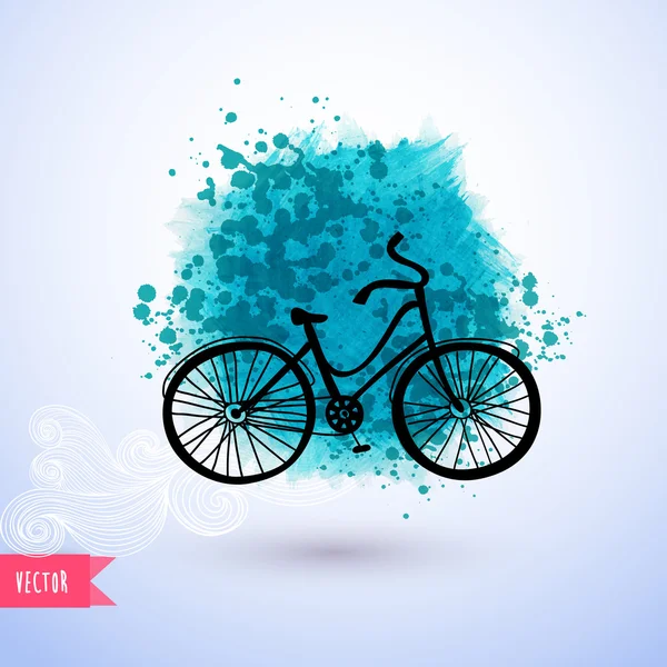 Bicicletta su spruzzi di acquerello — Vettoriale Stock