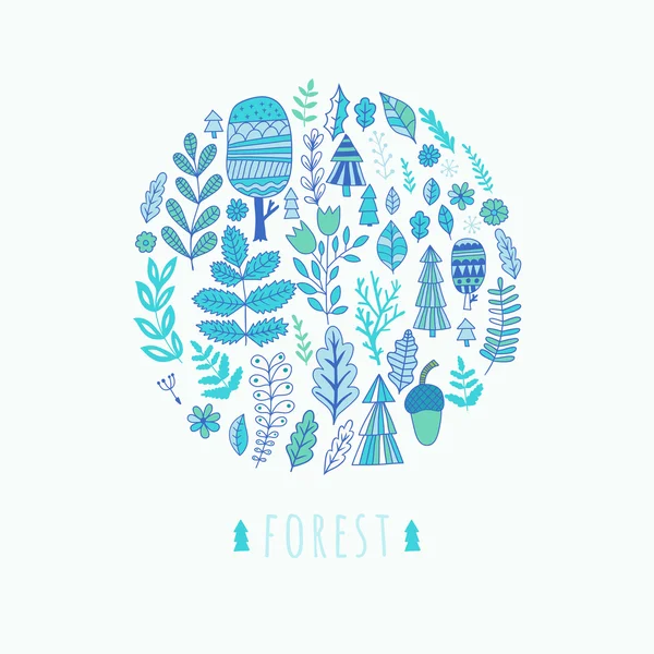 Forêt ronde Plantes ornement — Image vectorielle