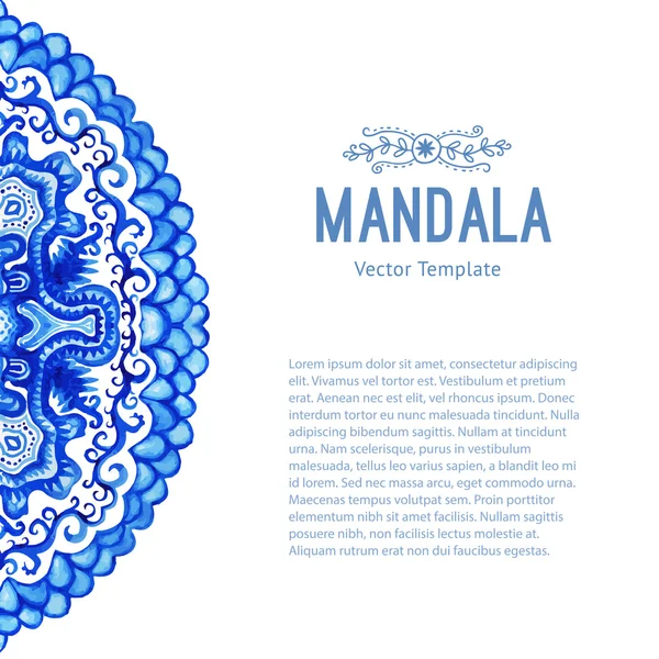 Watercolor mandala pola bundar . - Stok Vektor