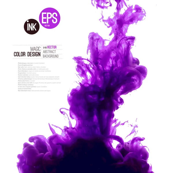 Purple ink cloud swirling in water — Stock Vector