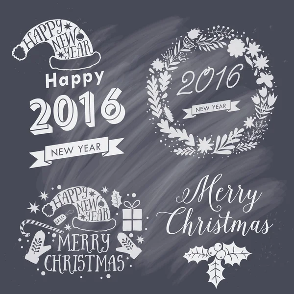 Etiquetas de Navidad y Año Nuevo — Archivo Imágenes Vectoriales