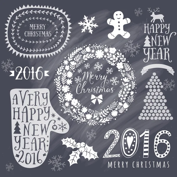 Weihnachten und Neujahr dekorative Elemente — Stockvektor