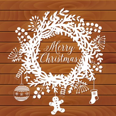 Noel çelenk yaprak ve çiçek