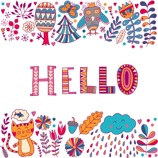 Hello lettering card — Stock Vector
