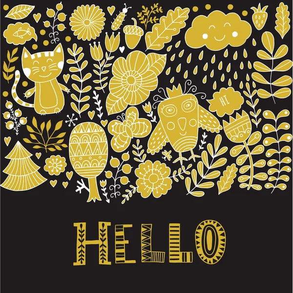 Hello lettering card — Stock Vector