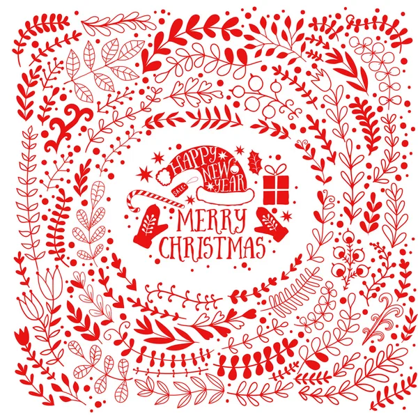 Feliz Navidad tarjeta decorativa — Vector de stock