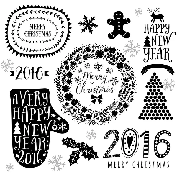 Boże Narodzenie i nowy rok elementy dekoracyjne — Wektor stockowy