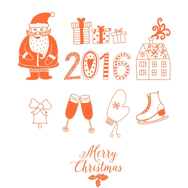 Kerstmis doodles elementen — Stockvector