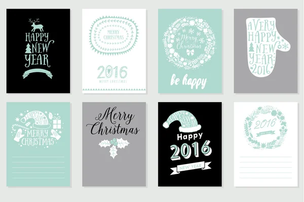 Collection de huit cartes de Noël — Image vectorielle