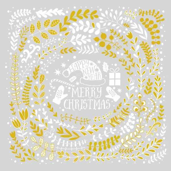 Feliz Navidad tarjeta decorativa — Vector de stock