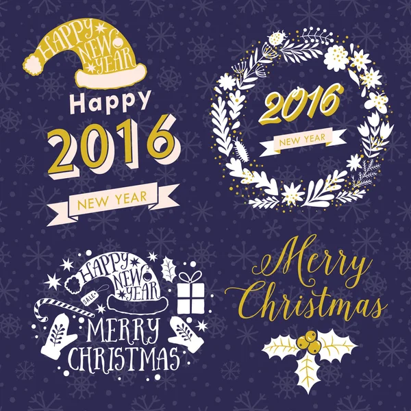 Étiquettes calligraphiques de Noël — Image vectorielle