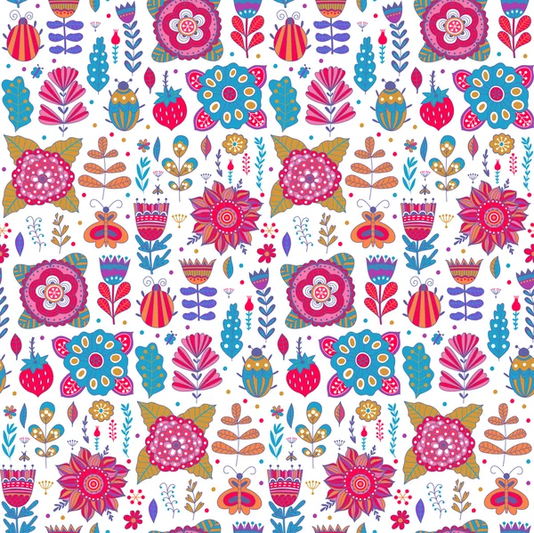 Vektor florales Muster Design Hintergrund mit Schmetterlingen — Stockvektor